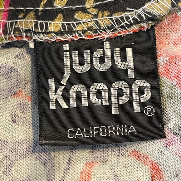 Vintage Judy Knapp Multicolor Striped Blouse Top Back Button Up Size S - Picture 6 of 6